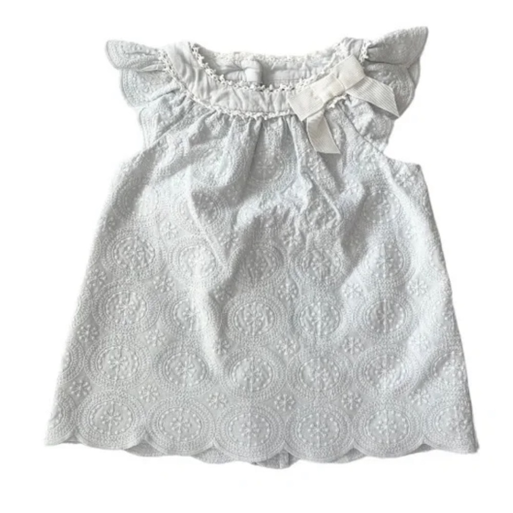 Catherine Malandrino Baby Pale Blue Embroidered Scallop Dress 24m